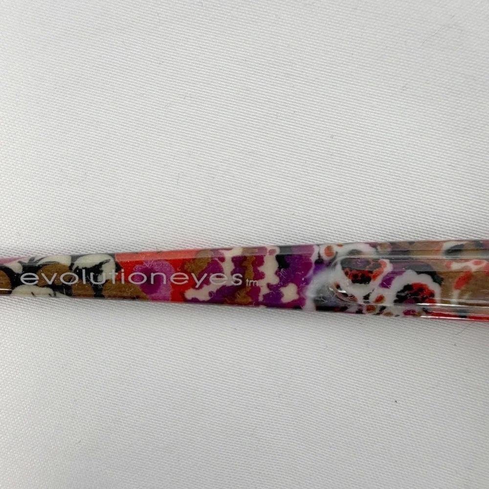Evolutioneyes Reading Glasses +2.00 Burgundy Floral Rectangular Work Chic 104-58